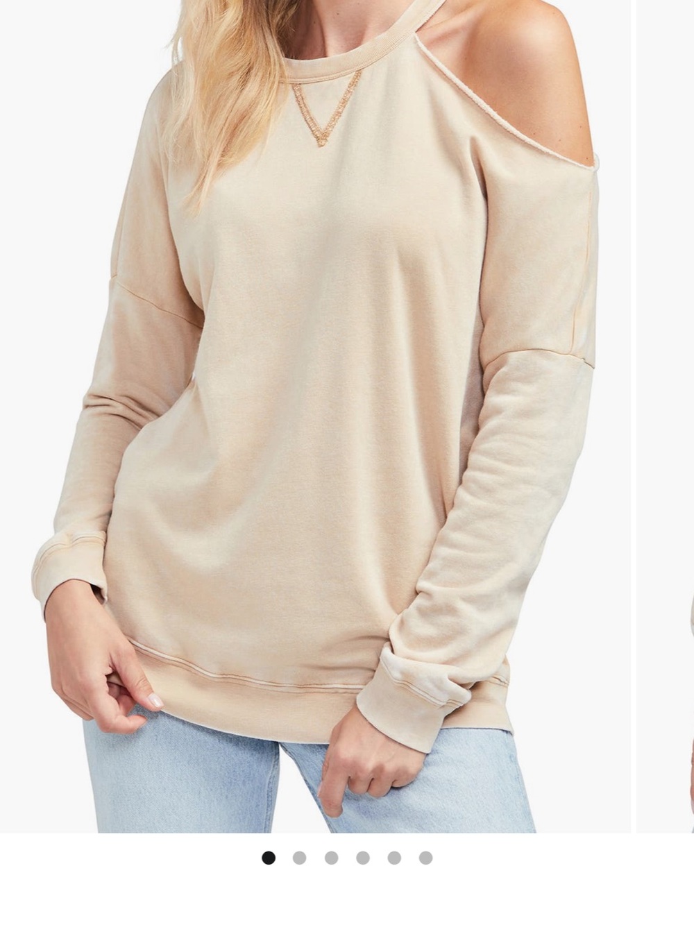 Wildfox Beige Cold-Shoulder Pullover